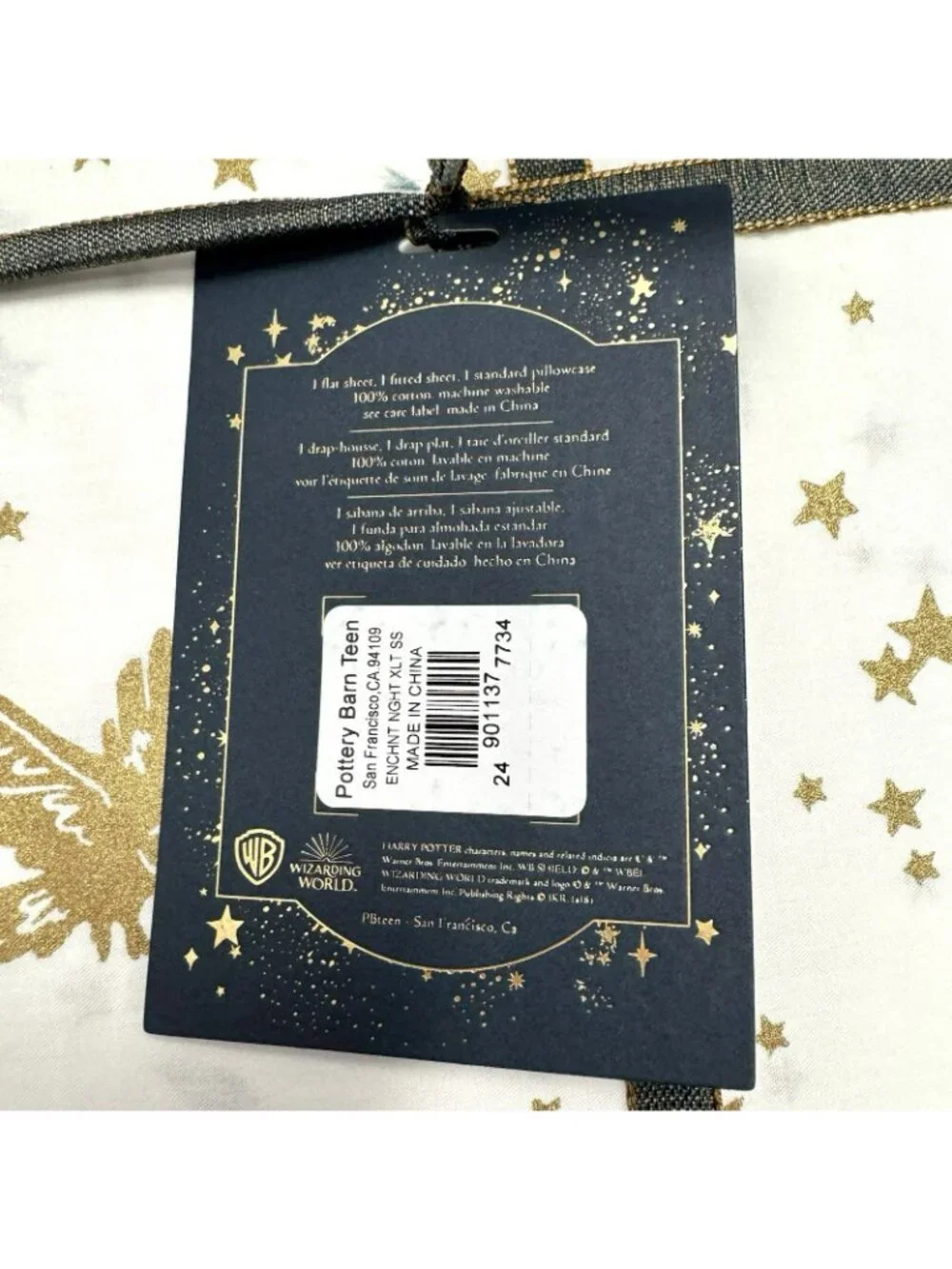 Pottery Barn Harry Potter Enchanted Night Sky Gold Stars & Moon Sheet Set